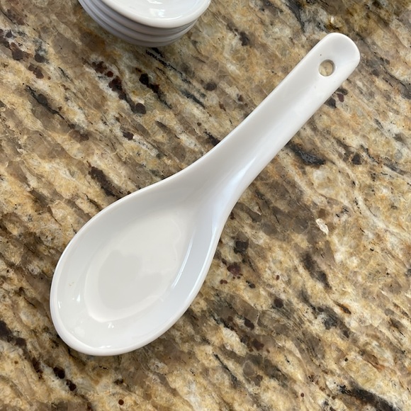 🌎 Lot of 10 Pier One  Ceramic Spoons for Soup Rice Appetizers Tasting Spoons - Picture 2 of 8